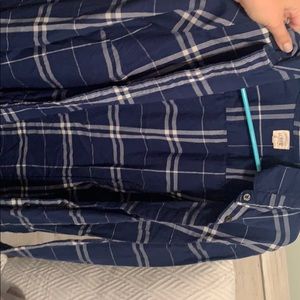 Blue and white flannel shirt